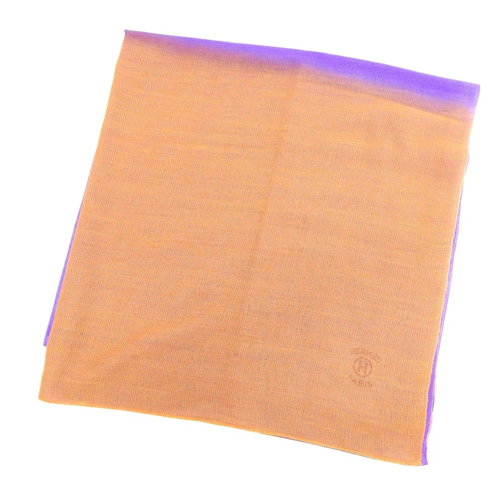 HERMES Cashmere Silk Logo Large Shawl/Stole/Scarf, Orange/Purple, 205 x 100 c...